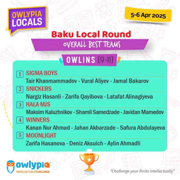 Owlypia competition results showing student achievements and awards ceremony