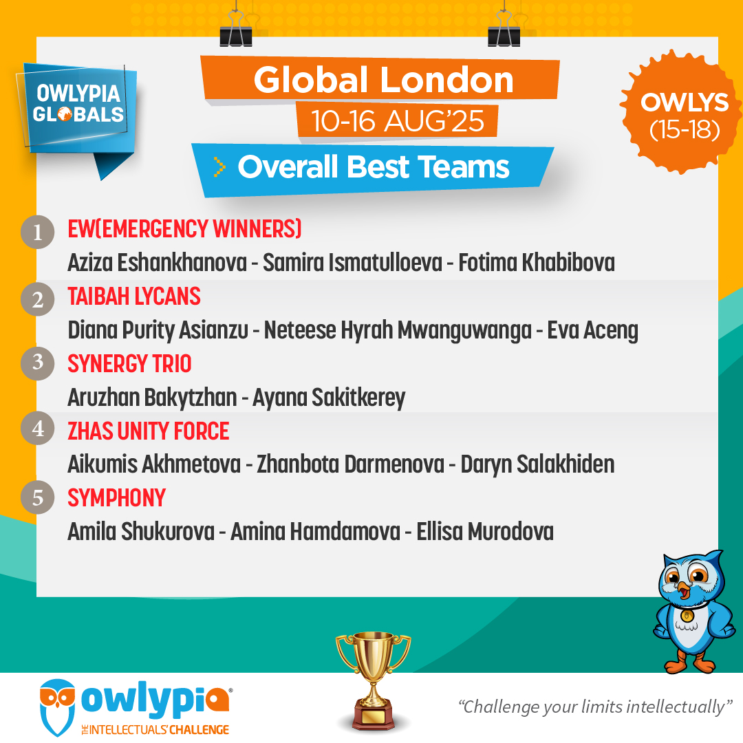 Owlypia competition results showing student achievements and awards ceremony