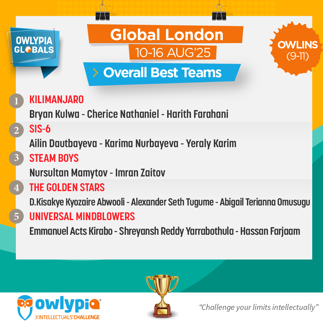 Owlypia competition results showing student achievements and awards ceremony