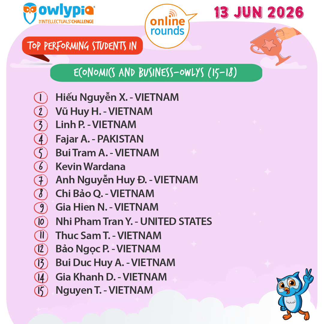 Owlypia competition results showing student achievements and awards ceremony