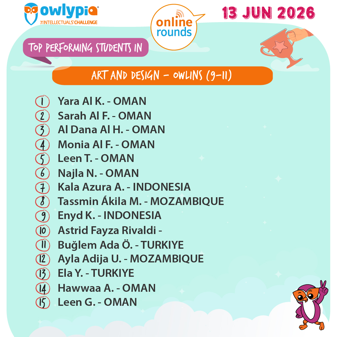 Owlypia competition results showing student achievements and awards ceremony